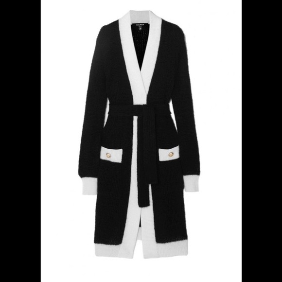❤️Blogger’s Favorite. New - Balmain Belted two- tone ribbed knit cardigan - Picture 6 of 12